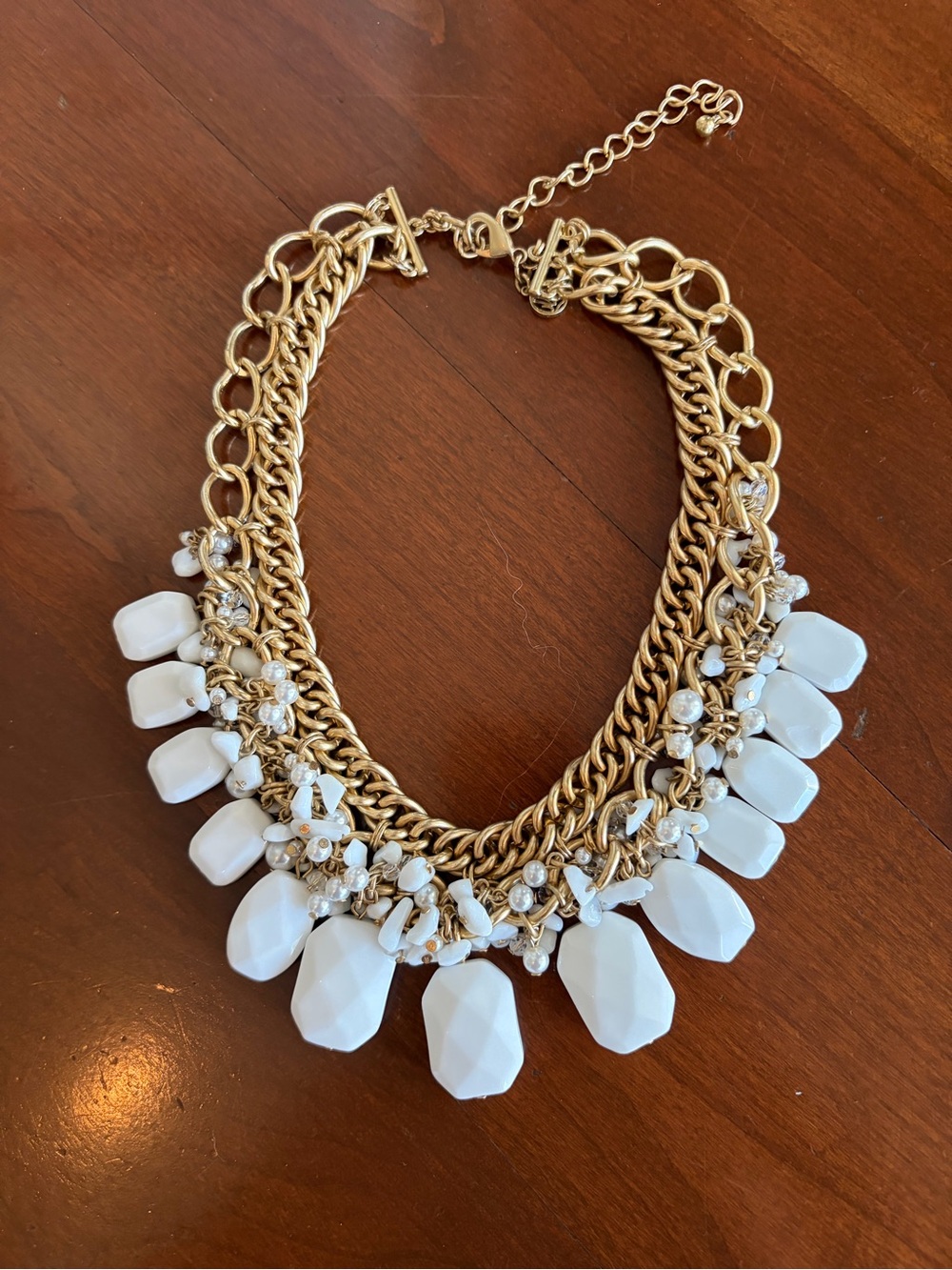 Lilly Pulitzer Gold-Tone Chain Necklace with White Gem Drops